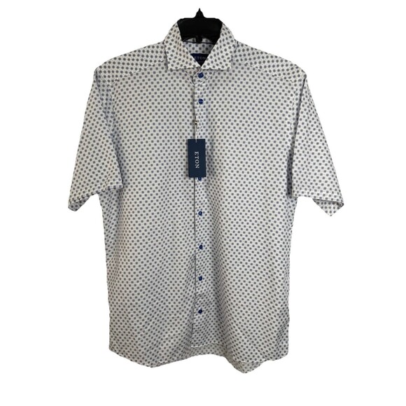ETON Contemperary Cotton Short Sleeve Button Up Medallion Print Shirt Sz L New - Picture 1 of 7